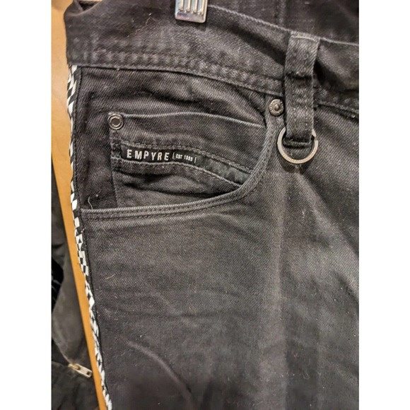 Empyre Jeans‎ Mens 38 Recoil Stretch Black Skinny Checker Race Print Destroy - Picture 4 of 6